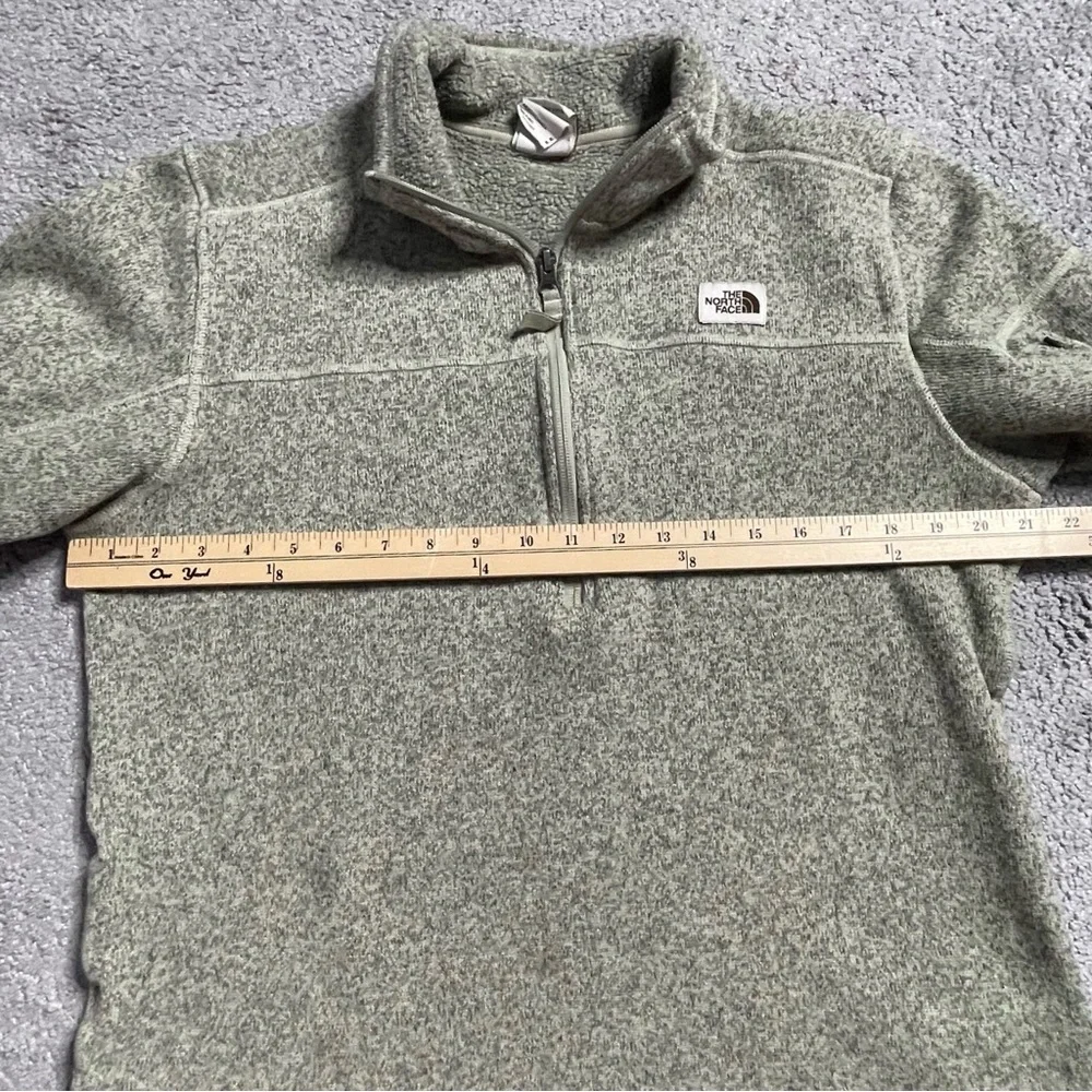 THE NORTH FACE Grey Green Fleece Jumper Medium Mens Half Zip Pullover Outerwear